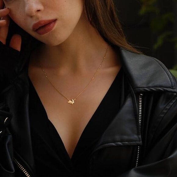 Neiman Marcus 14K Gold Plated Bunny Pendant Necklace - Picture 1 of 4